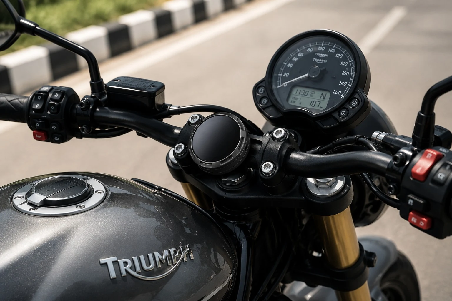 Navrider mounted on Triumph handlebar
